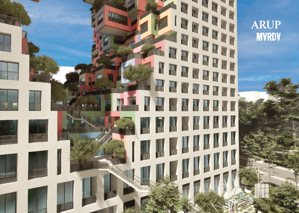 brochure - Tirana boulevard building with ARUP and MVRDV logos