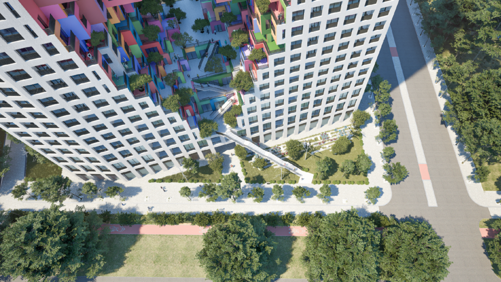 tirana boulevard - plan I urban room, shakallareve dhe fasades nga perpara me fokus ballor nga lart posht - plani numer 2